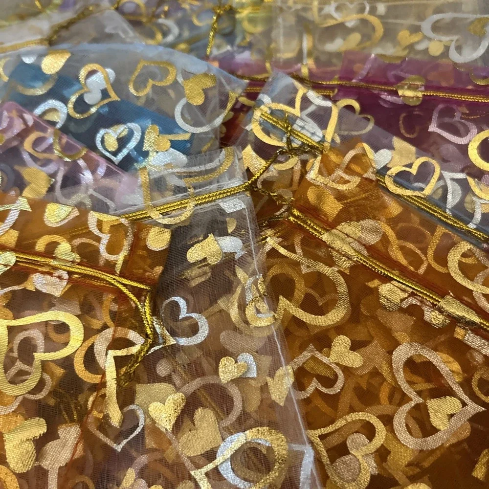 85 Pc  Heart Pattern Sheer Gauze Organza Wedding Gift Candy Bags Jewelry Pouches